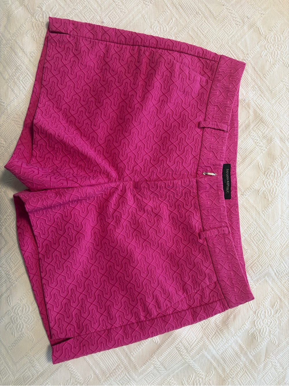 Banana Republic Fuchsia Textured High-Waist Shorts
